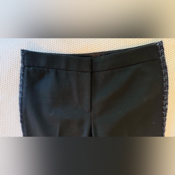 TORY BURCH Tobie Black Trousers Straight Leg Pants Blue Wool Tweed Side Stripe - Picture 8 of 16